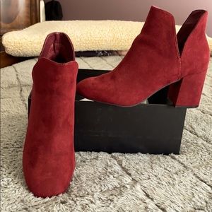Burgundy Suede Ankle Boots
